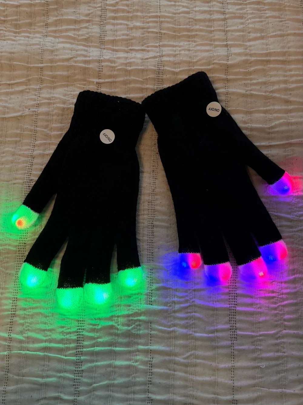 LED Light-Up Fingerless Gloves - Black